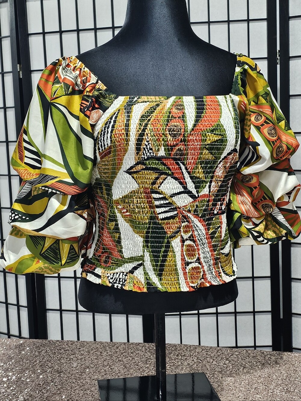 NWT Live 4 Truth Smocked Puff Sleeve Crop Top - Multicolor